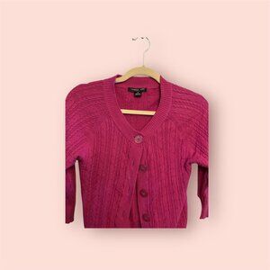 Magenta Cardigan with Big Buttons
